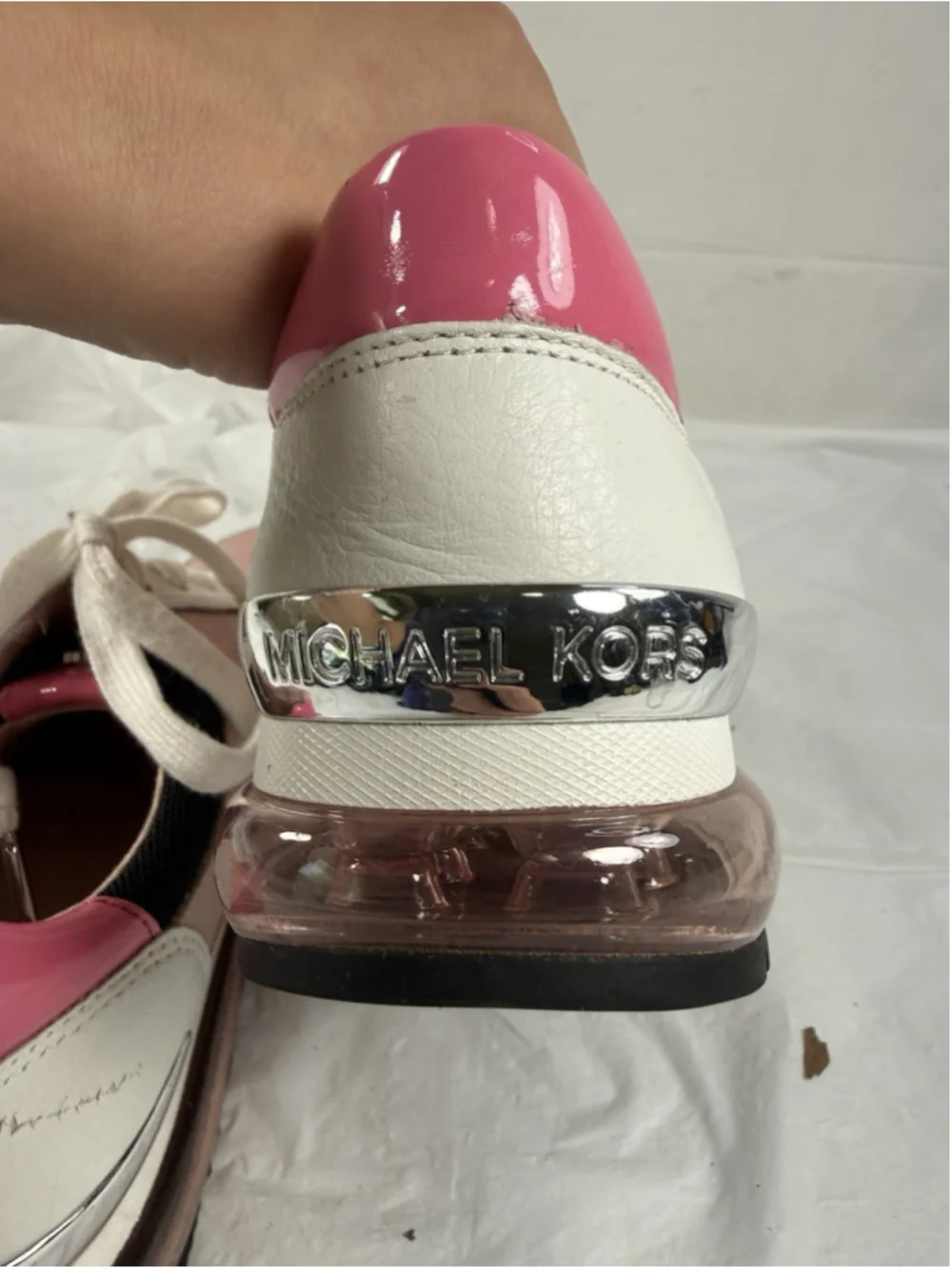 Michael Kors Allie Wrap Trainer Sneakers Smokey Rose Women's Sz 7.5M